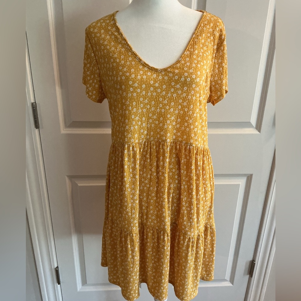 Yellow Floral Dress by LUSH Med EUC